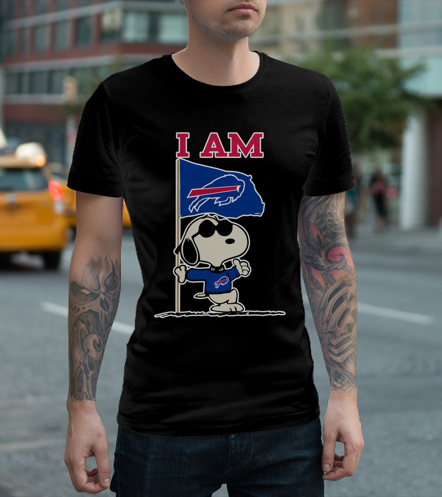 I Am Buffalo Bills Snoopy Flag T-Shirt