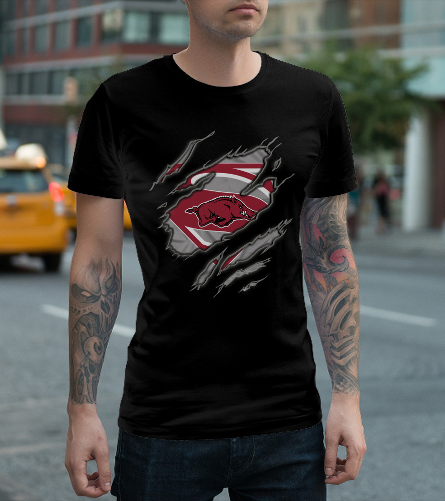 Arkansas Razorbacks Superman Claw T-Shirt
