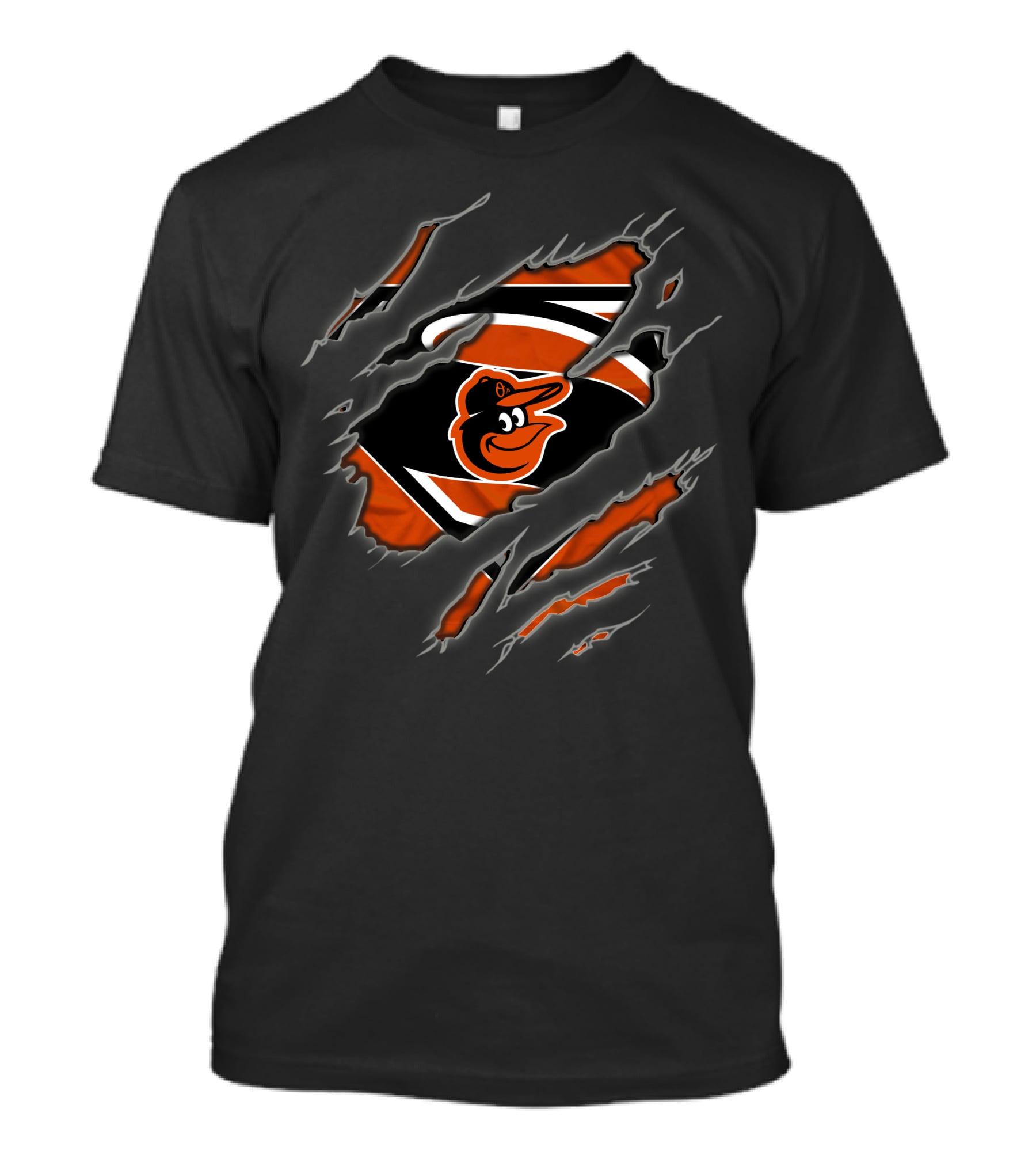Baltimore Orioles Superman Logo Ripped T-Shirt