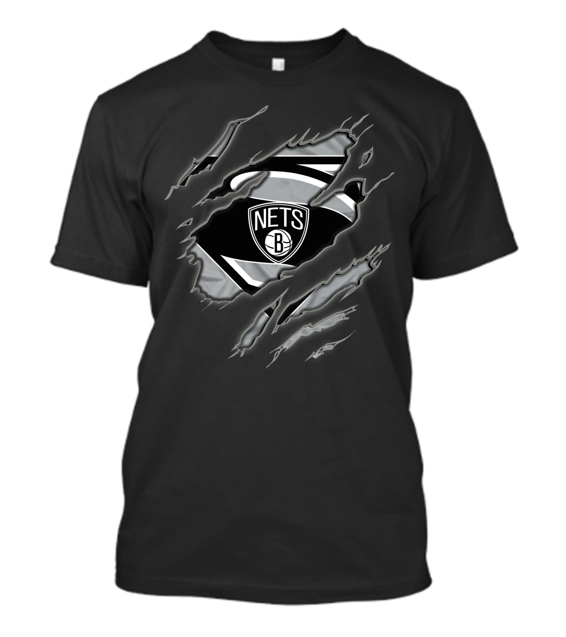 Brooklyn Nets Superman Logo Ripped Effect 1 T-Shirt