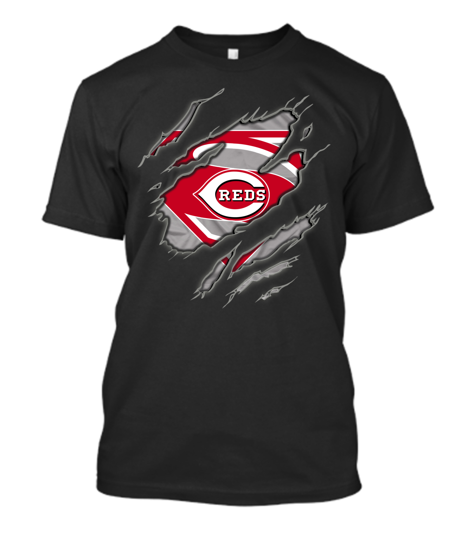 Cincinnati Reds Superman Logo Claw Tear T-Shirt