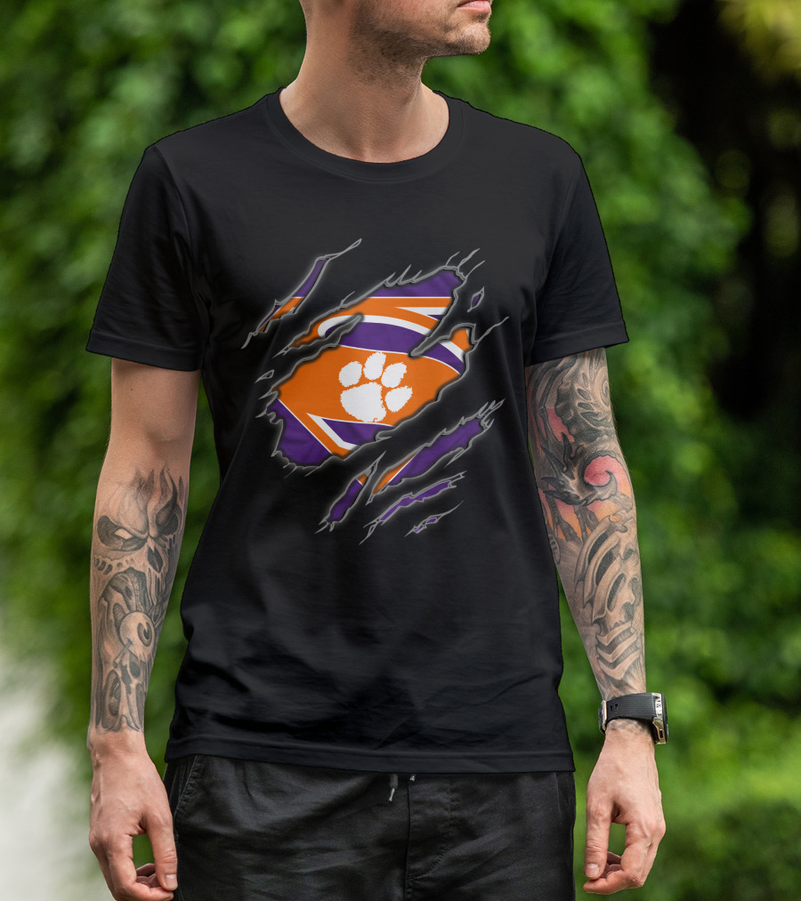 Clemson Tigers Logo Claw Superman 1 T-Shirt