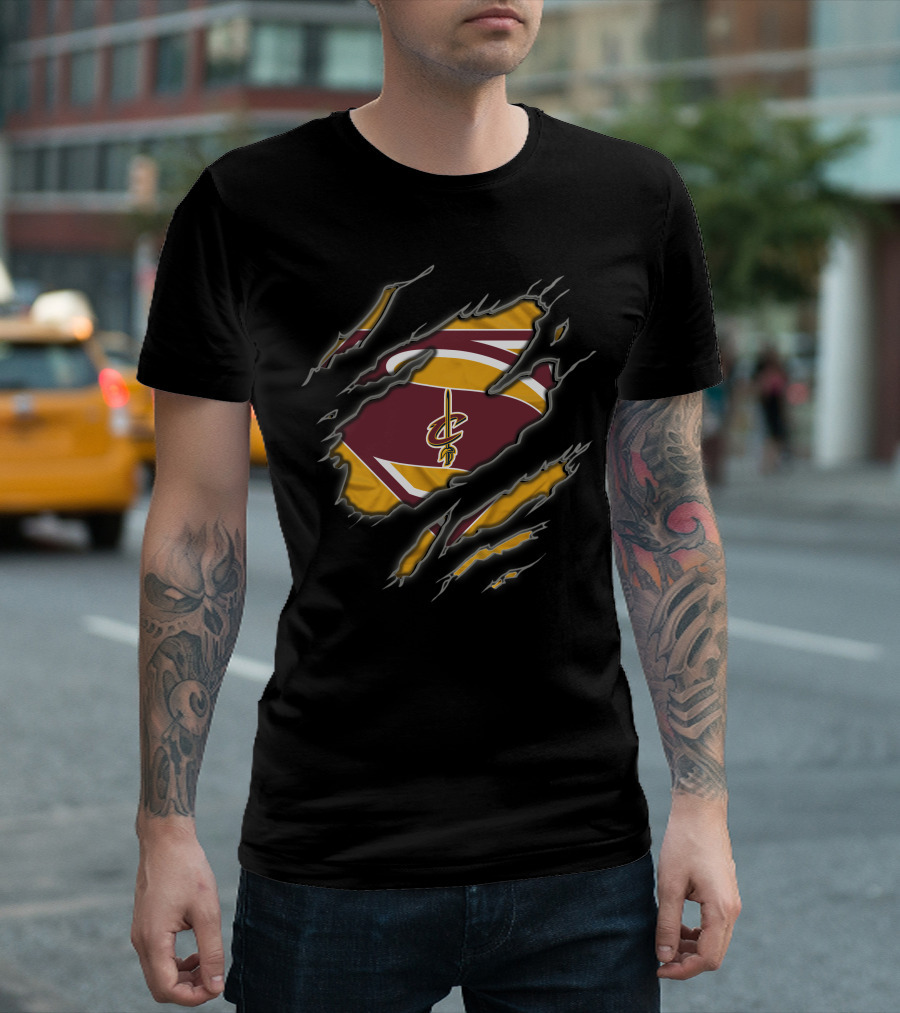 Cleveland Cavaliers Basketball Superman Logo Merge T-Shirt