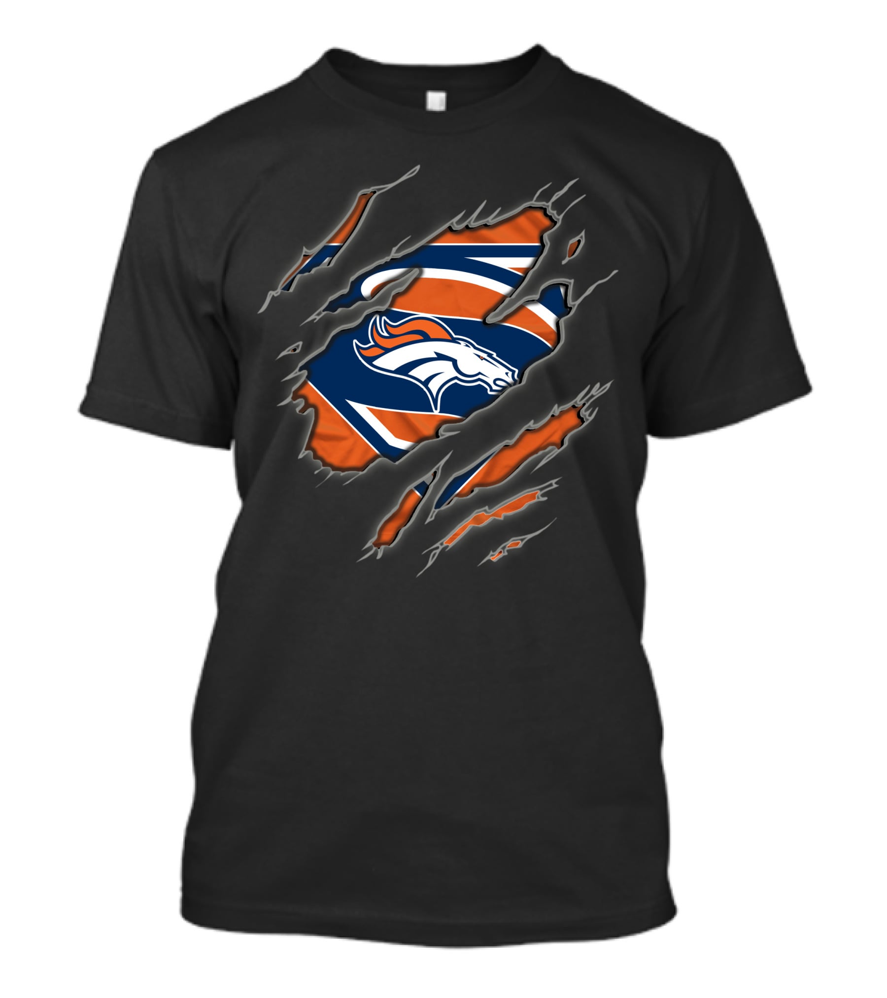 Denver Broncos Superman Rip Claw Logo Battling Theme T-Shirt