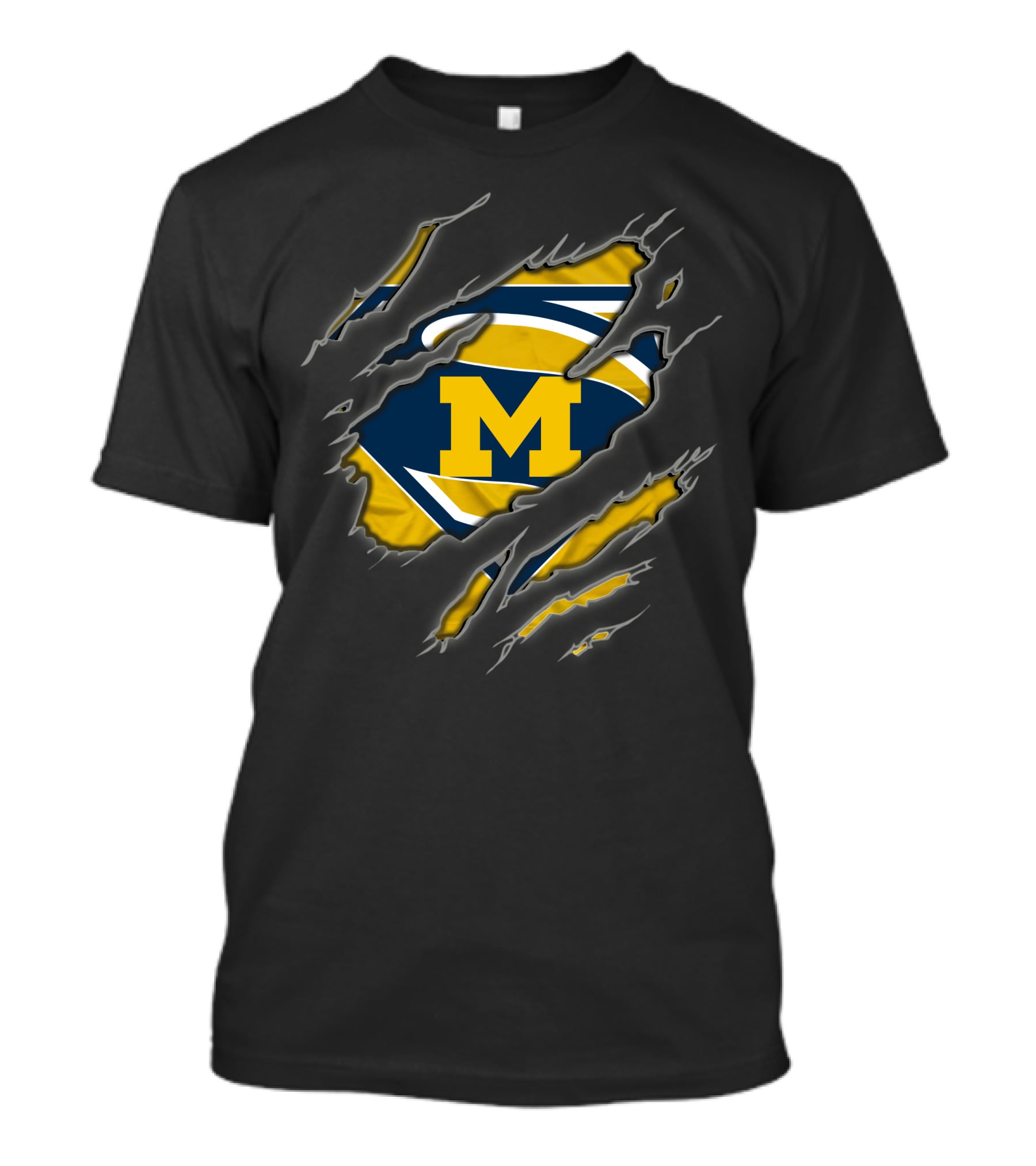 Michigan Wolverines Superman Logo Claw Rip T-Shirt