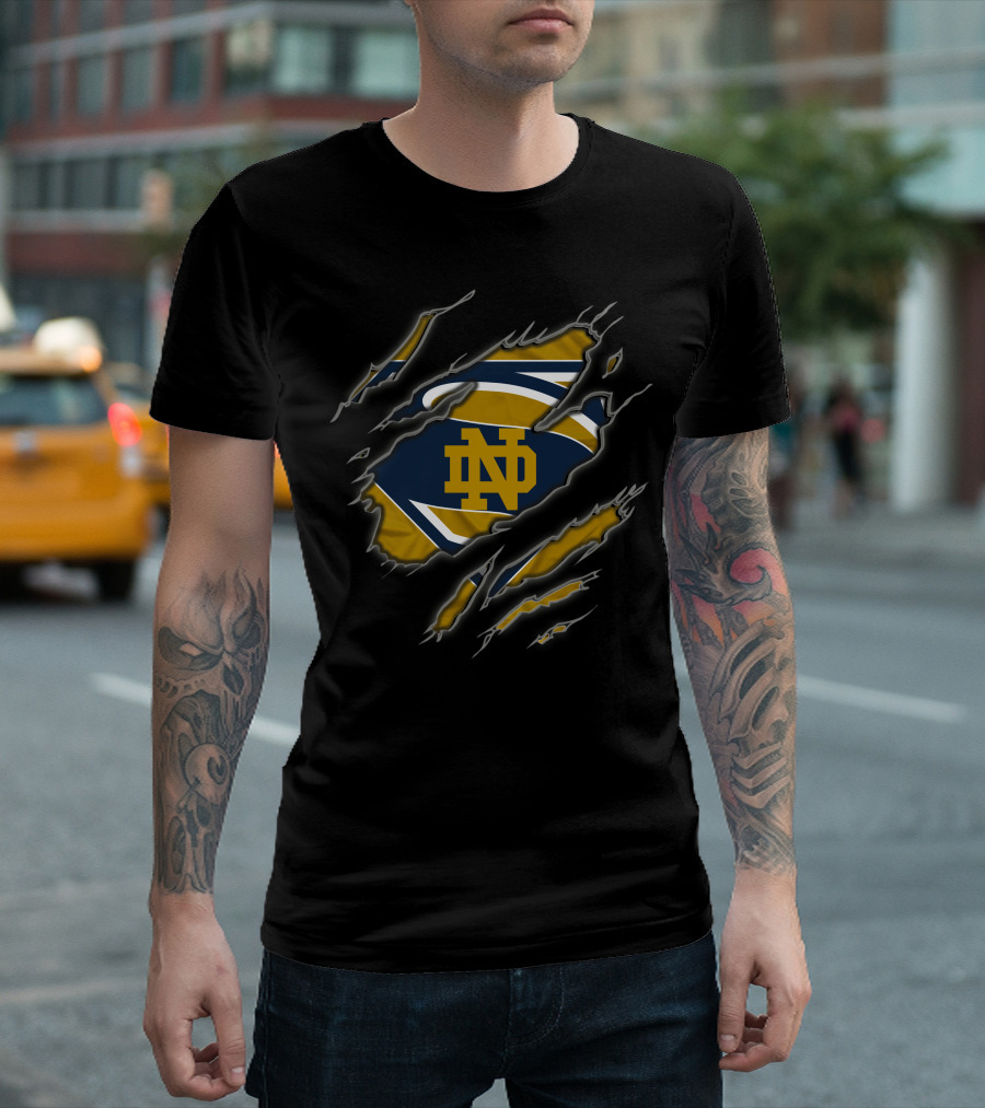 Notre Dame Fighting Irish Superman Logo Rip T-Shirt