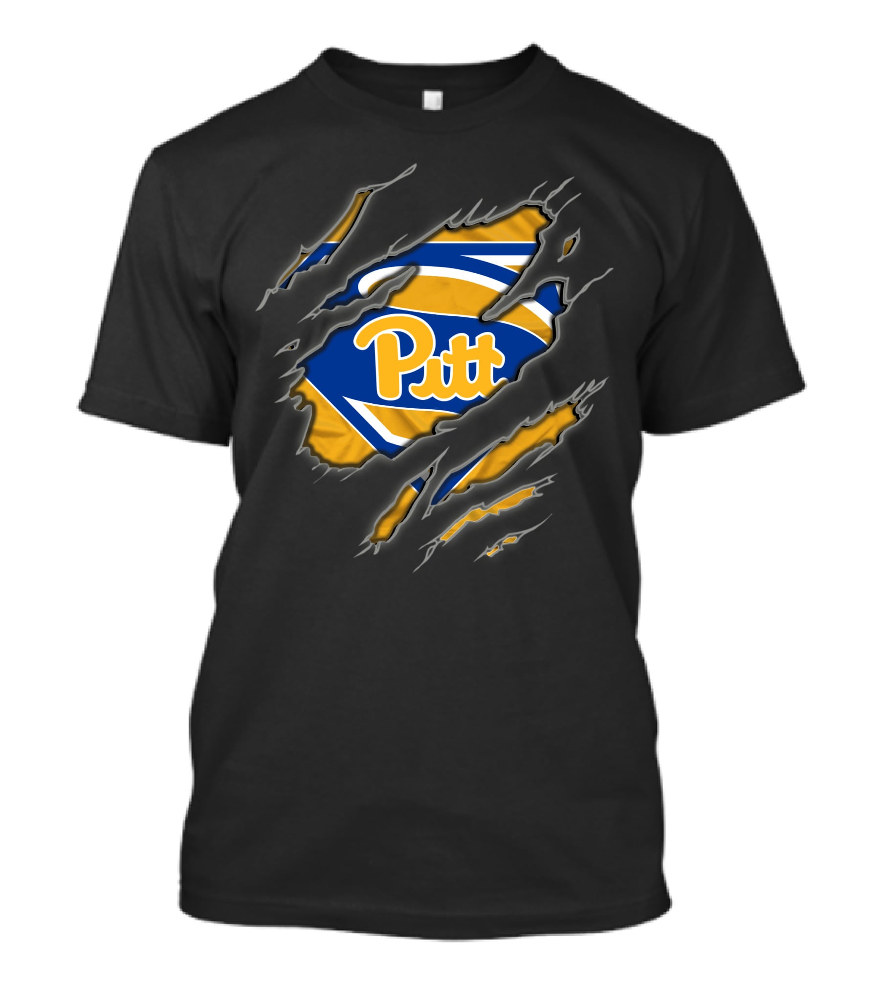 Pittsburgh Panthers Pitt Superman Logo Ripped Effect T-Shirt
