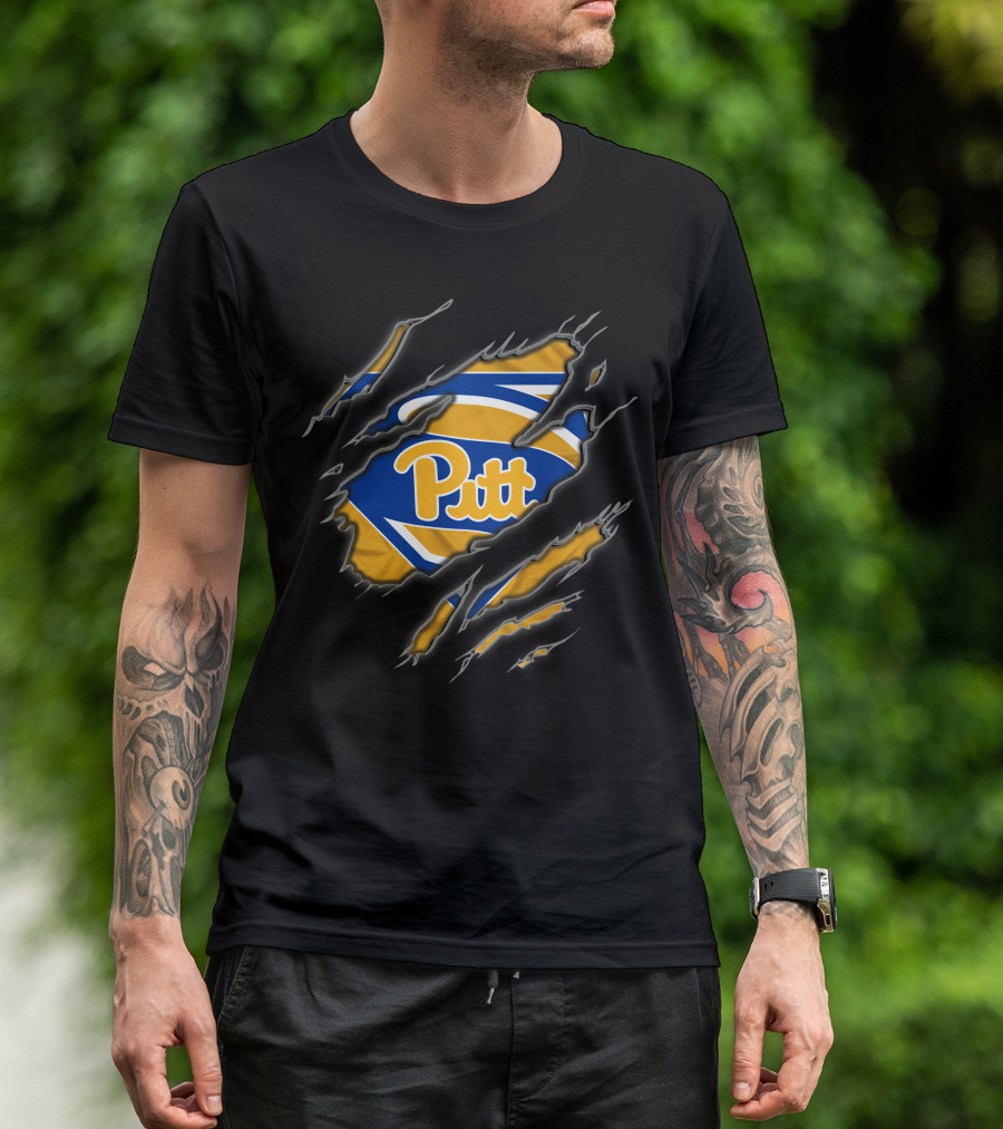 Pittsburgh Panthers Pitt Superman Logo Ripped Effect T-Shirt