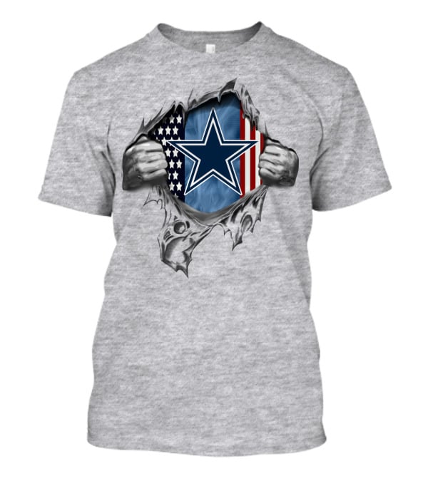 Dallas Cowboys Star And American Flag T-Shirt