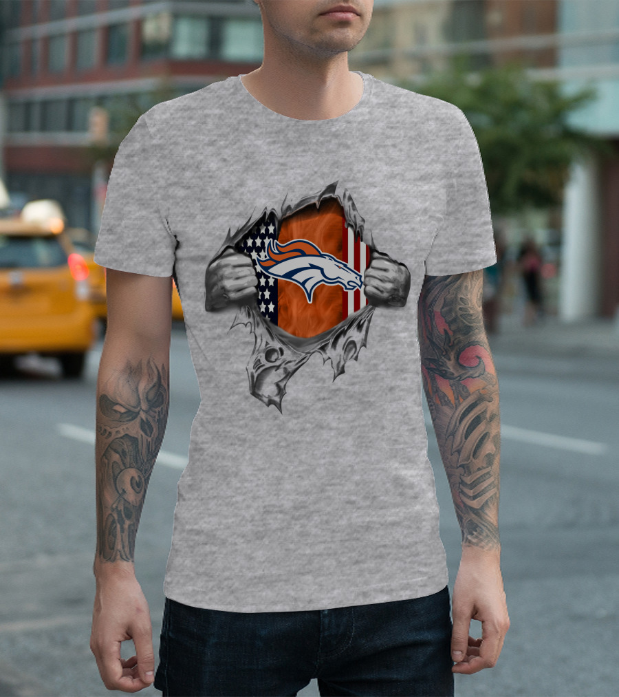 Denver Broncos American Flag Peel T-Shirt