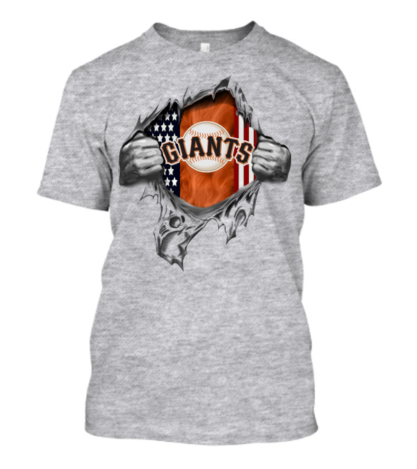 San Francisco Giants American Flag Baseball Burst T-Shirt