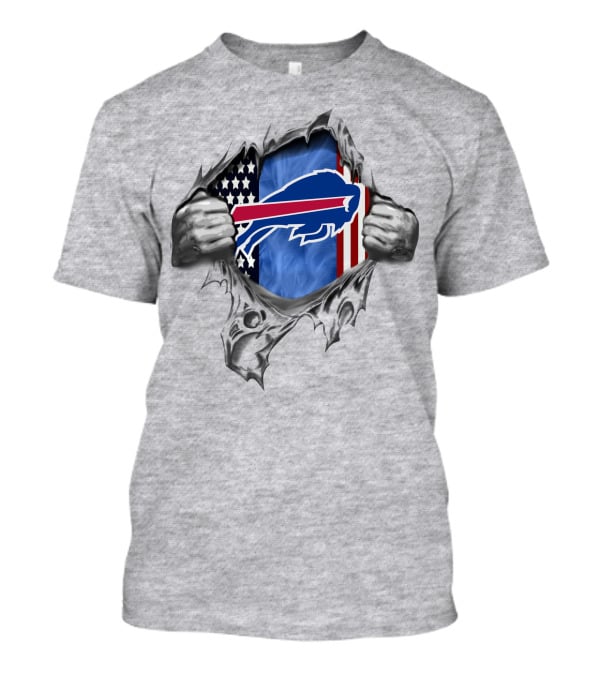 American Flag Buffalo Bills Logo Hidden Under Ripped Skin T-Shirt