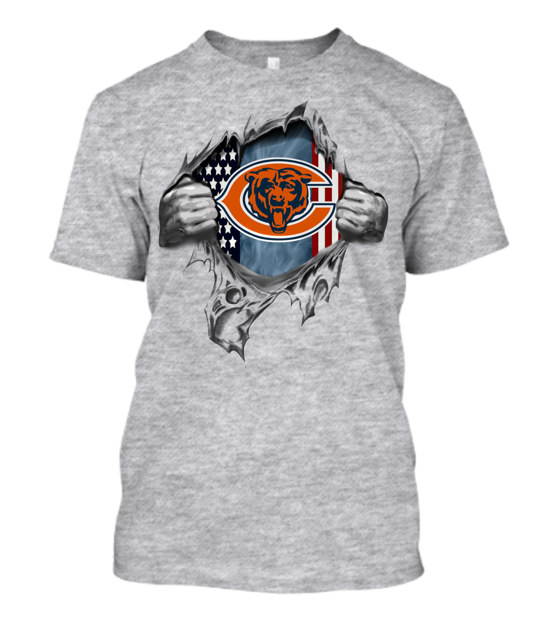 Chicago Bears American Flag Tear T-Shirt