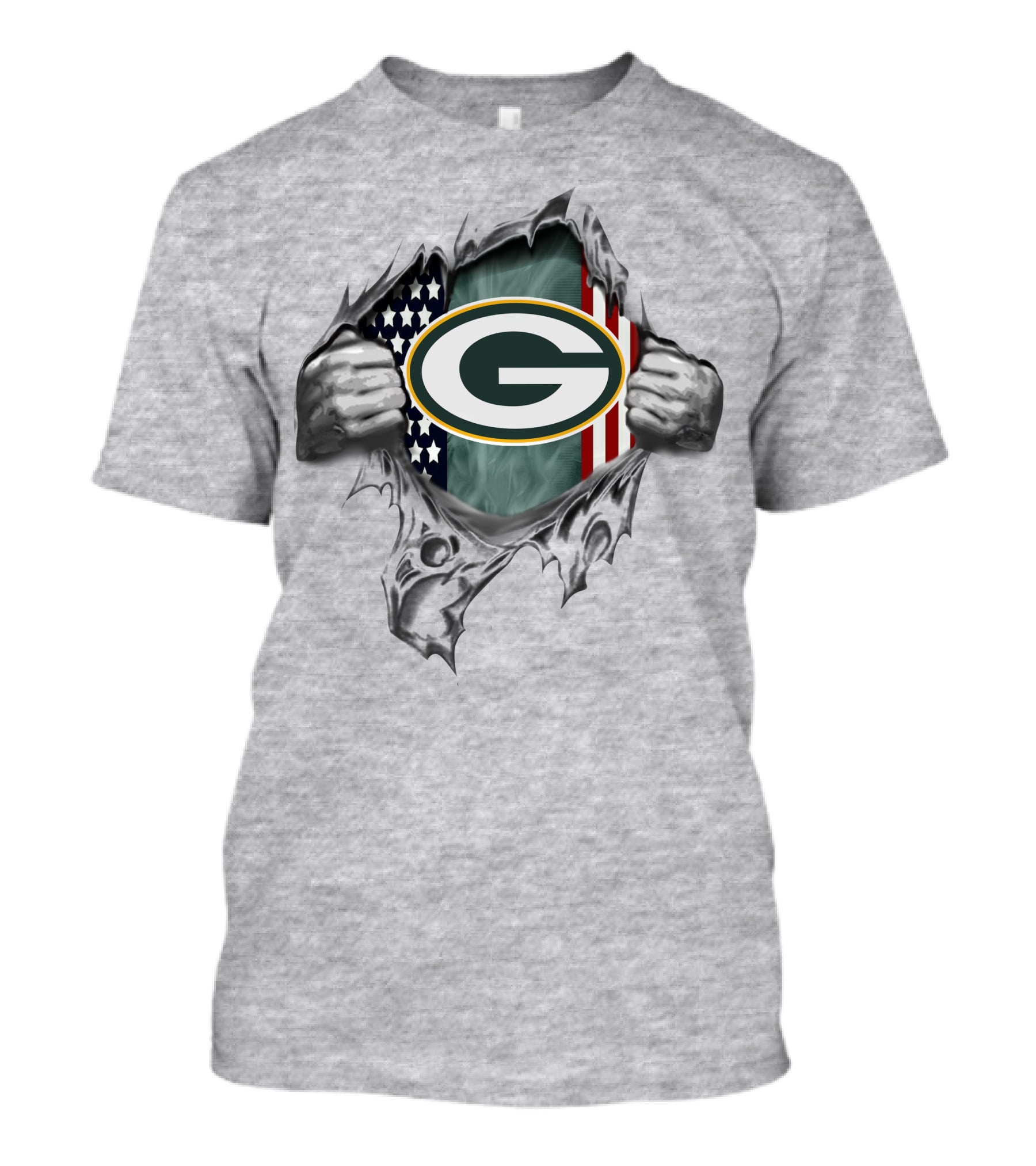 Green Bay Packers G American Flag Rip Style T-Shirt
