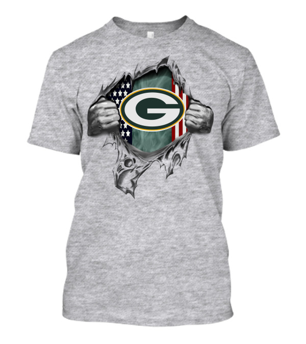 Green Bay Packers G American Flag Rip Style T-Shirt