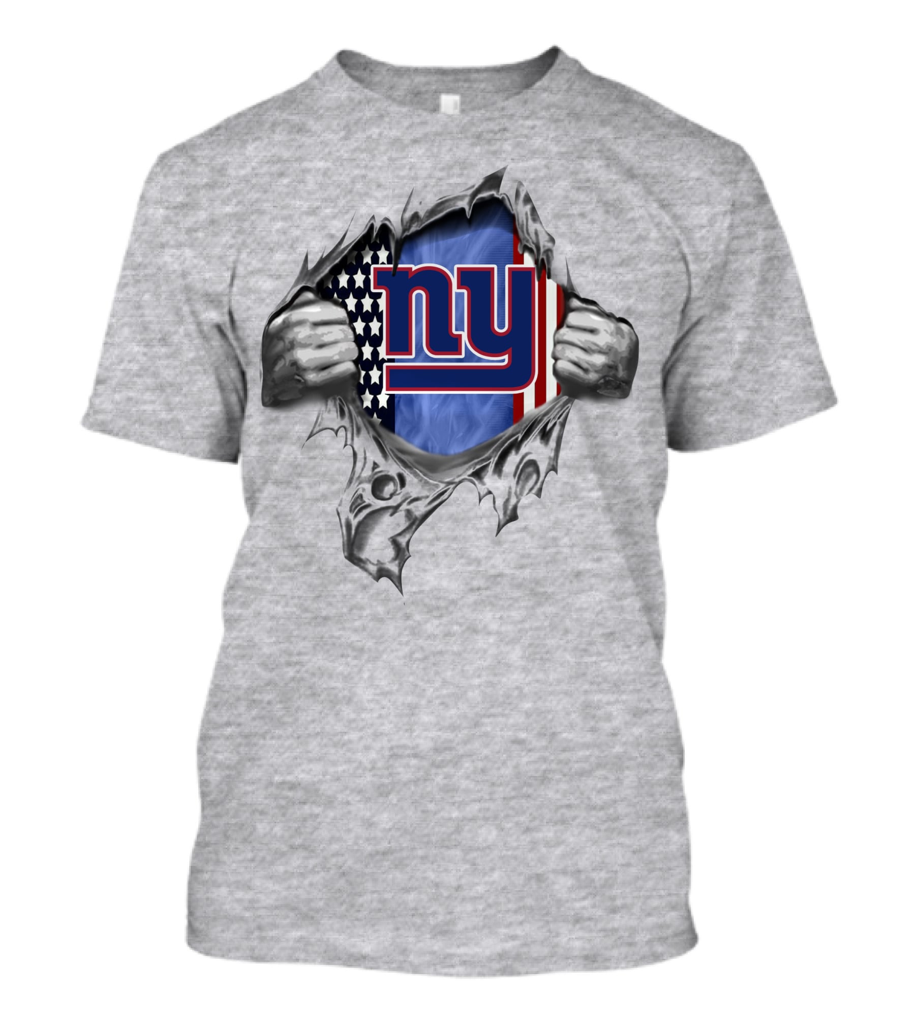 New York Giants Ny American Flag Tear T-Shirt