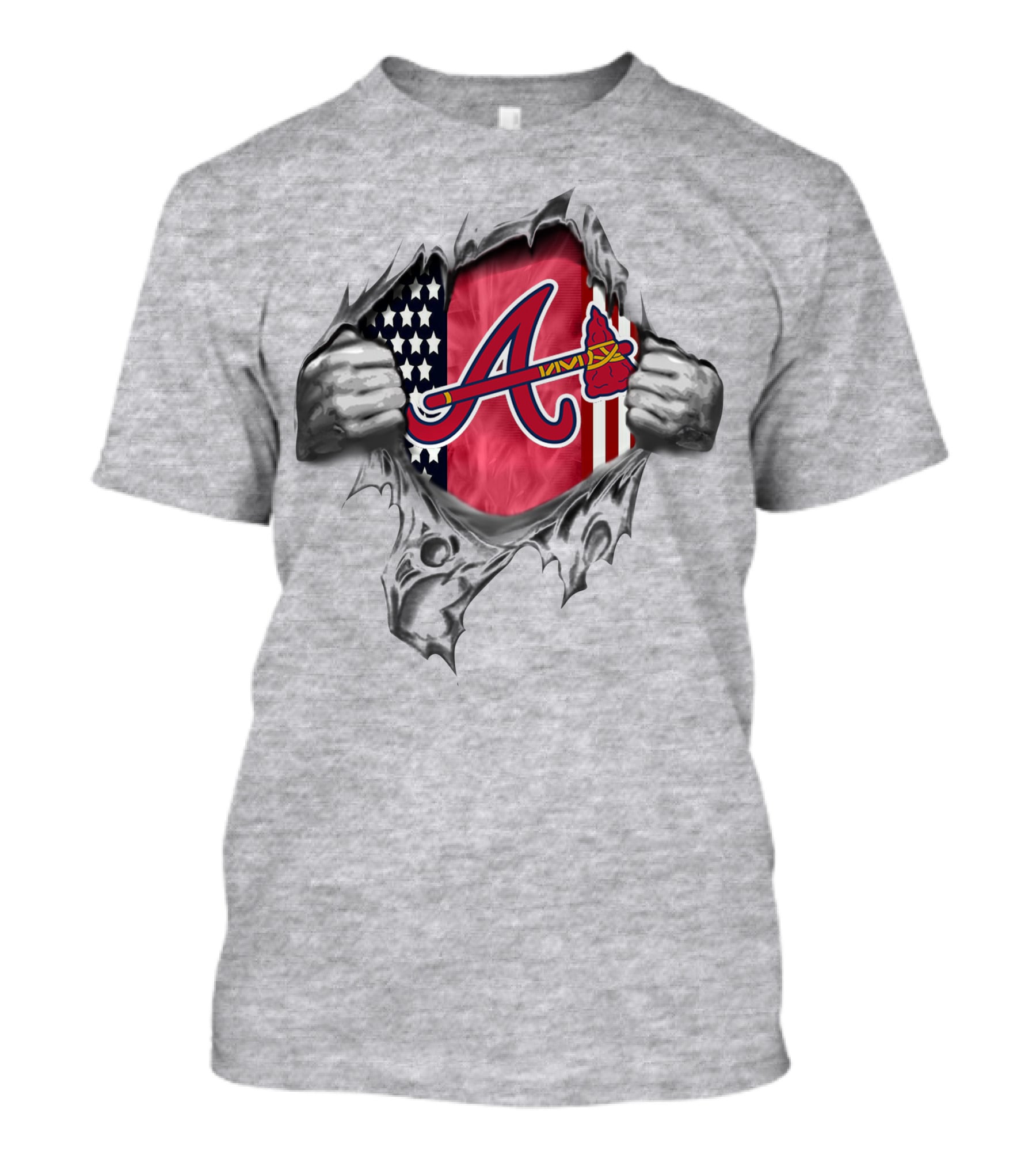 Atlanta Braves American Flag Ripping T-Shirt