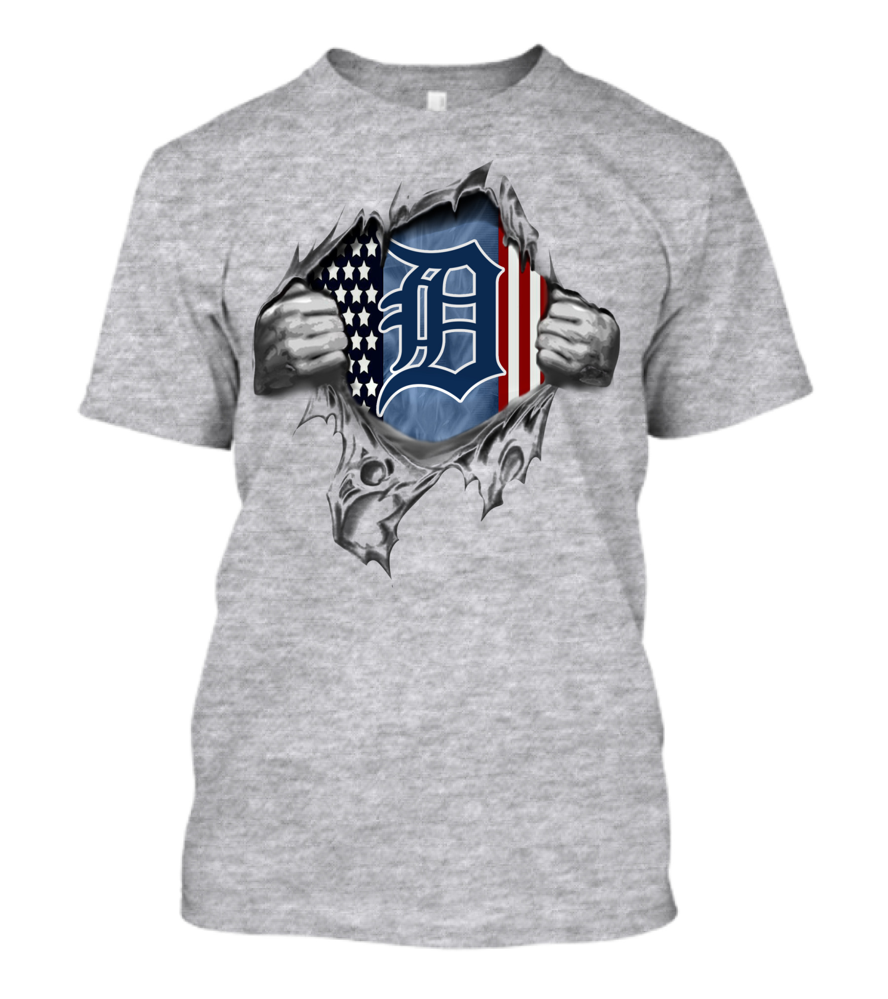 American Flag Detroit Tigers Rip T-Shirt