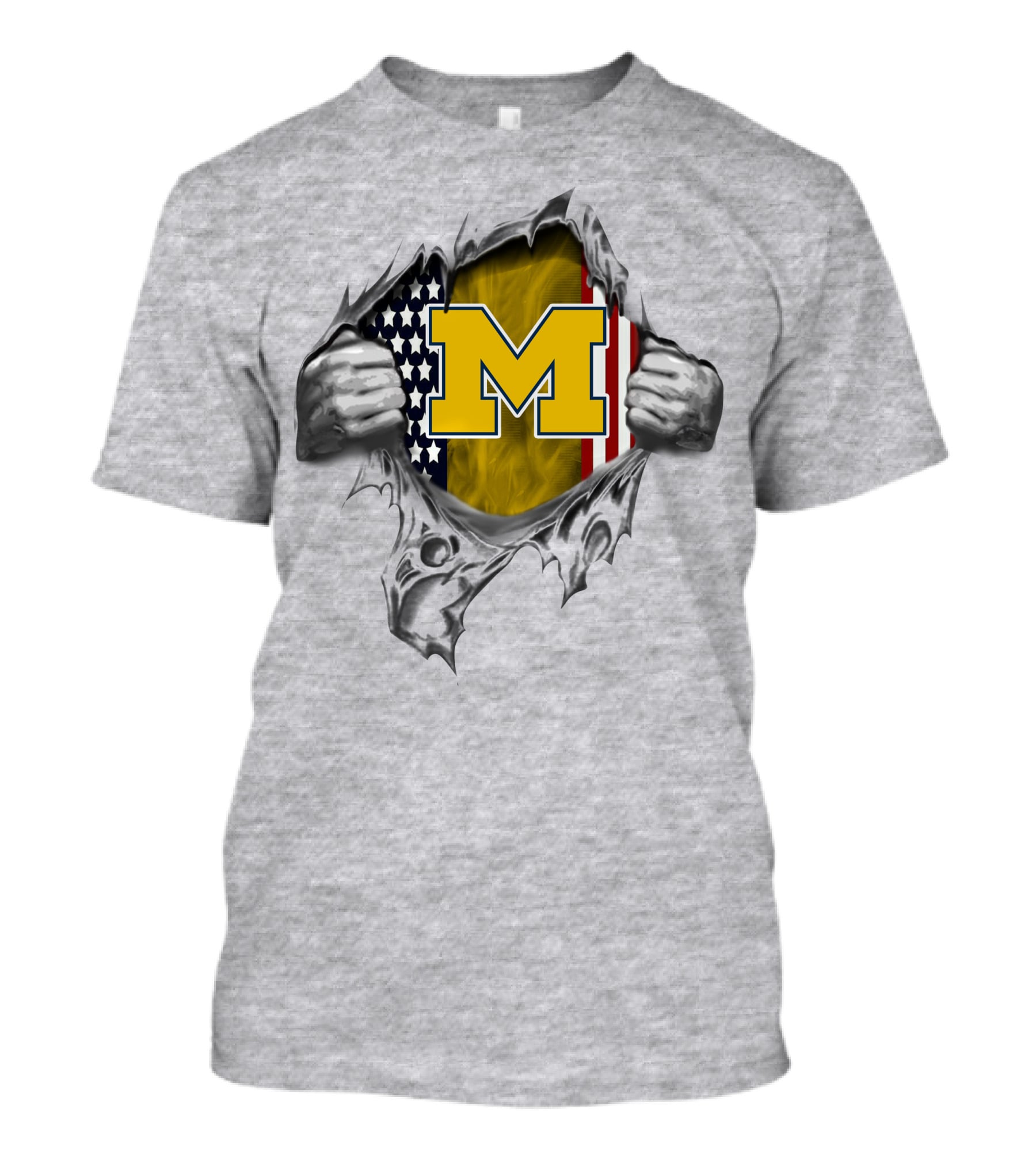 Michigan Wolverines American Flag Ripped T-Shirt