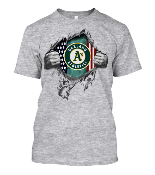 Oakland Athletics American Flag Ripped Hands T-Shirt