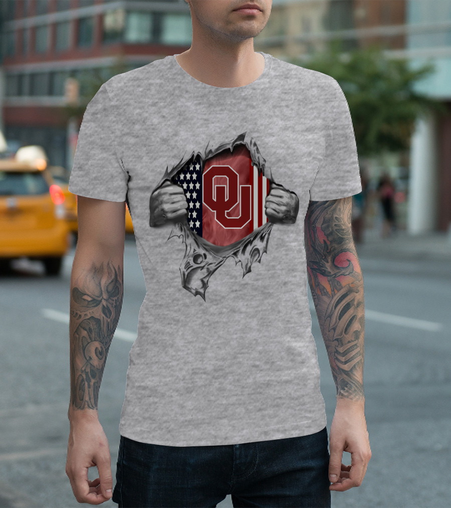 Oklahoma Sooners American Flag Ripped T-Shirt
