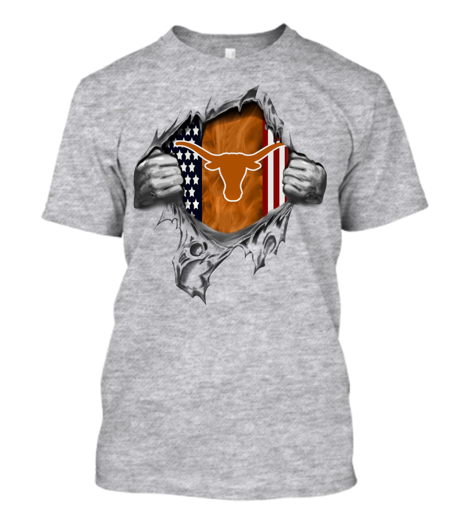 Texas Longhorns American Flag Ripped T-Shirt