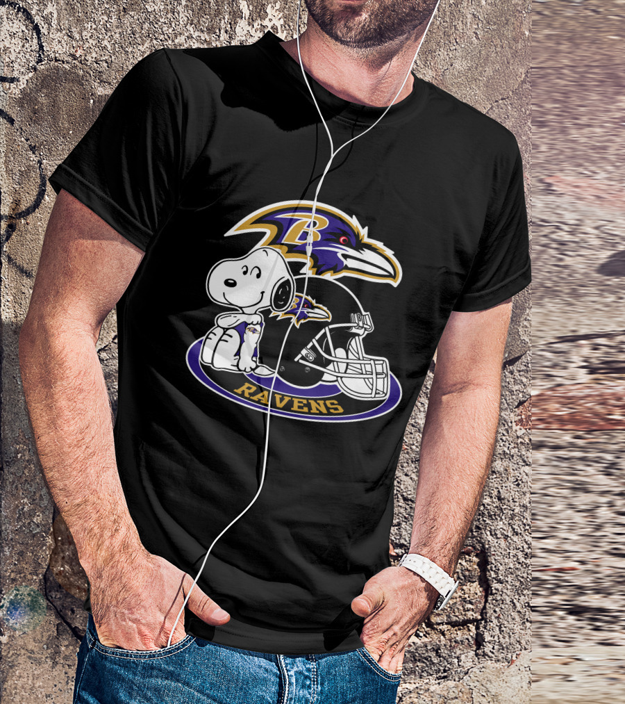 Baltimore Ravens Snoopy Helmet Logo Ravens T-Shirt
