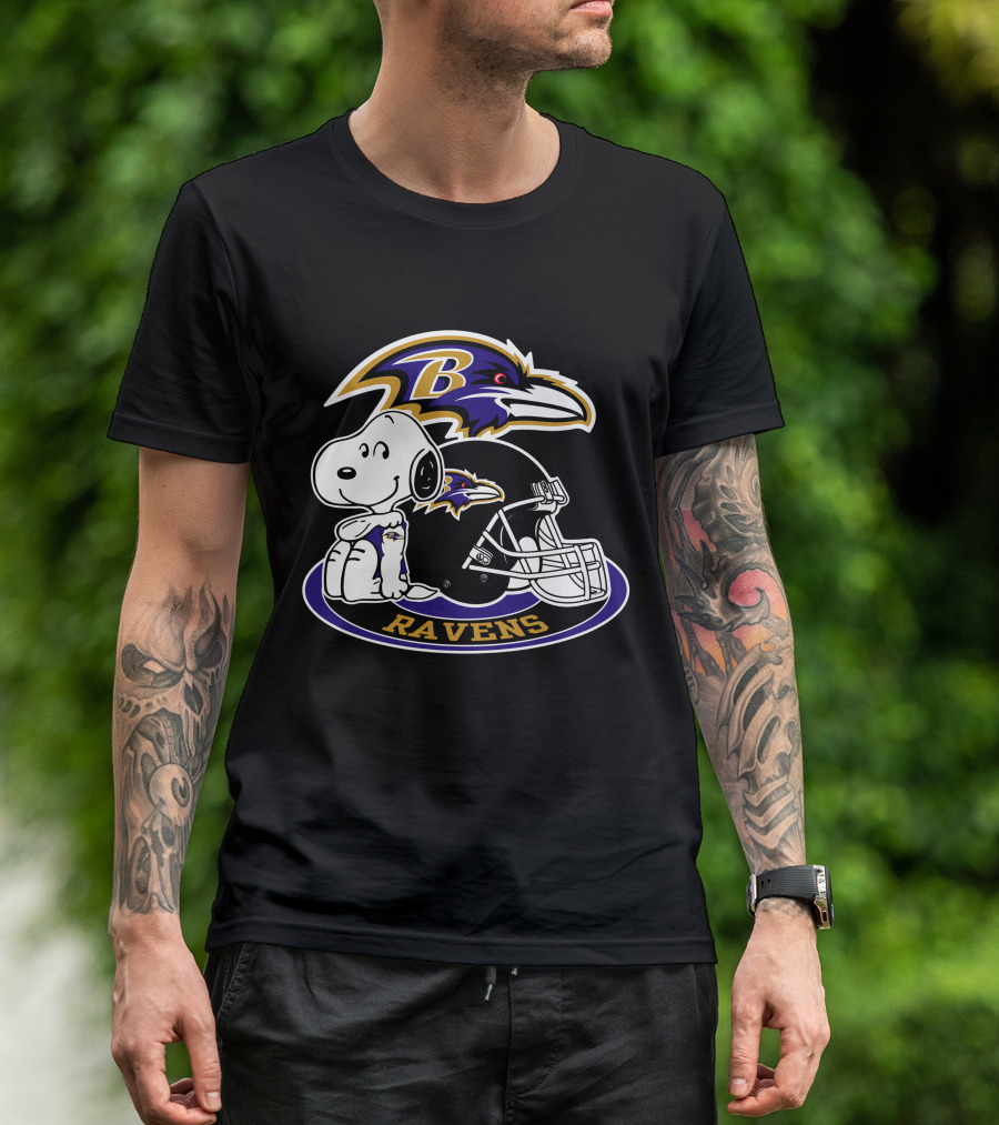 Baltimore Ravens Snoopy Helmet Logo Ravens T-Shirt