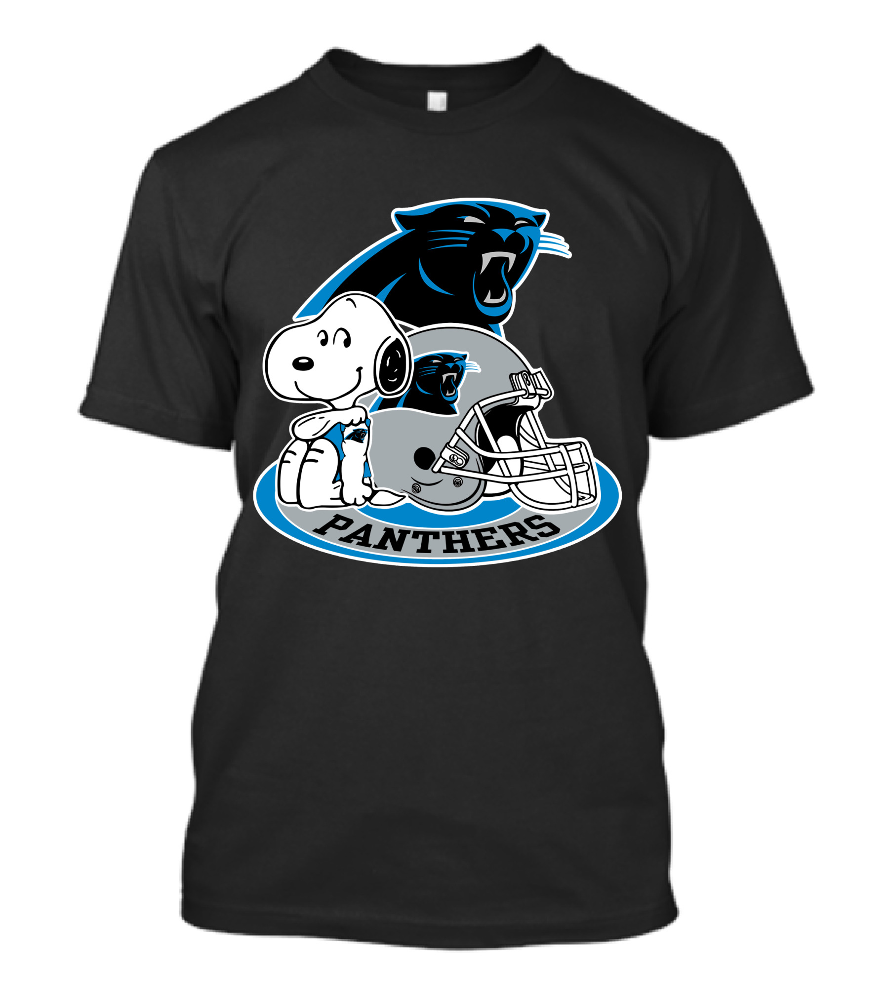 Snoopy Hugging Carolina Panthers Helmet With Team T-Shirt