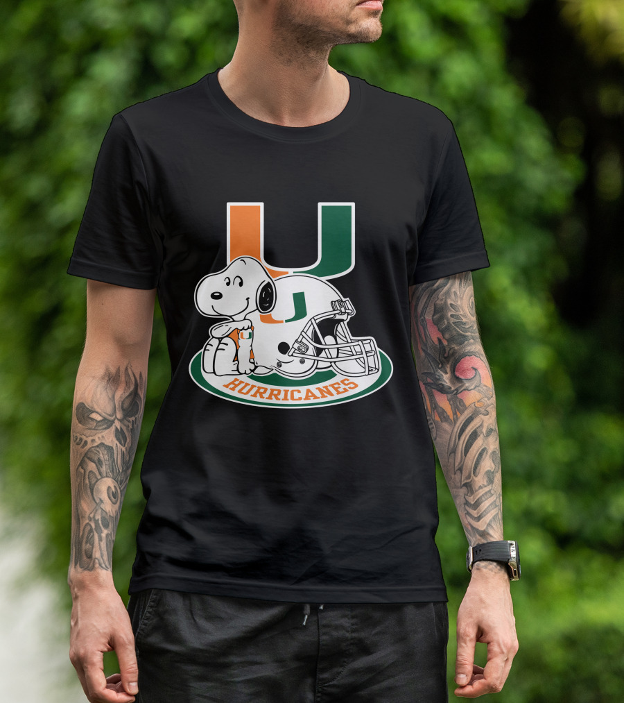 Miami Hurricanes Snoopy U Logo Helmet T-Shirt
