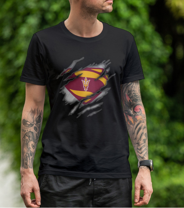 Arizona State Sun Devils Logo Rip Superman Style T-Shirt