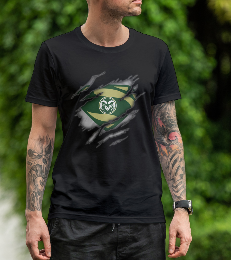 Colorado State Rams Logo Rip Style Superman T-Shirt