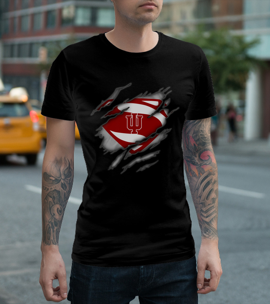 Indiana Hoosiers Superman Logo Iconic Symbol Rip T-Shirt