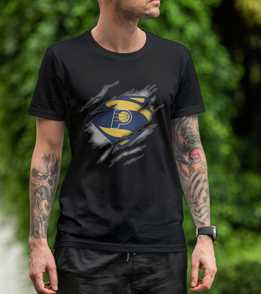 Indiana Pacers Basketball Emblem Revealed Through Superman-Inspired Tear T-Shirt