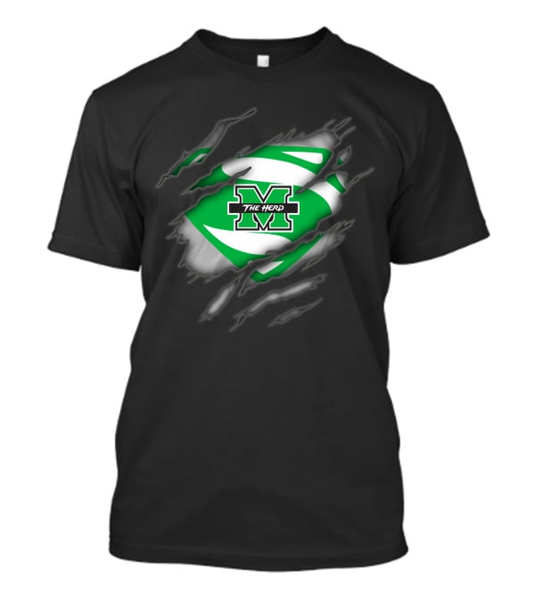 Marshall Thundering Herd M Logo Inside Superman-Style Rip T-Shirt