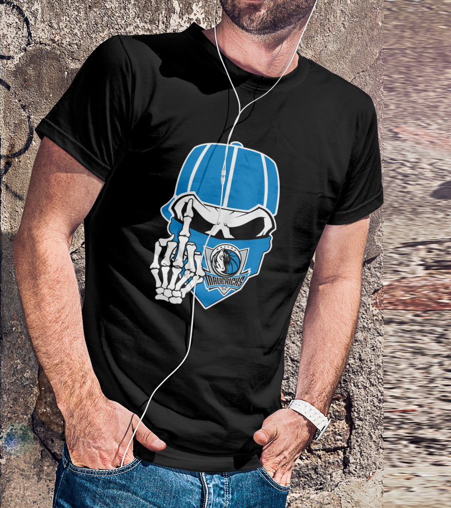 Dallas Mavericks Skull Bandana Skeleton Hand T-Shirt