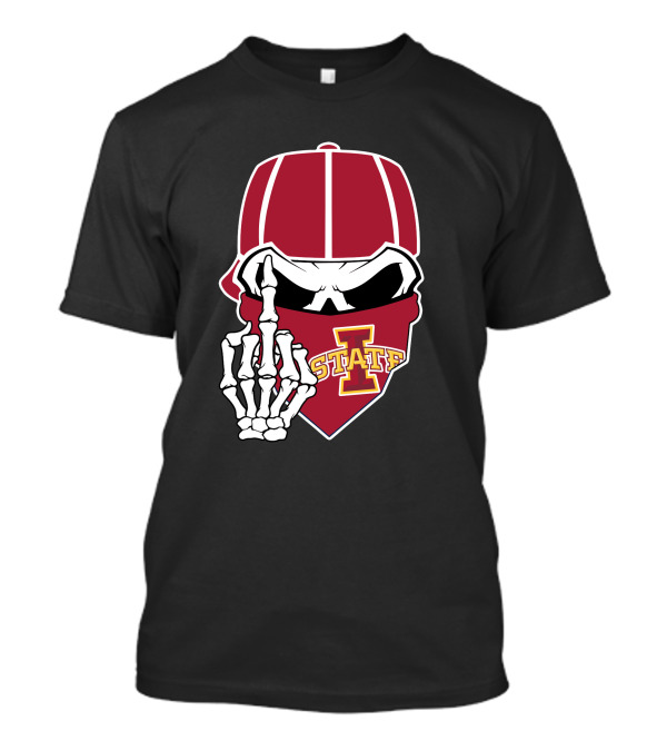 Iowa State Cyclones Skull Bandana Skeleton Hand Gesture T-Shirt