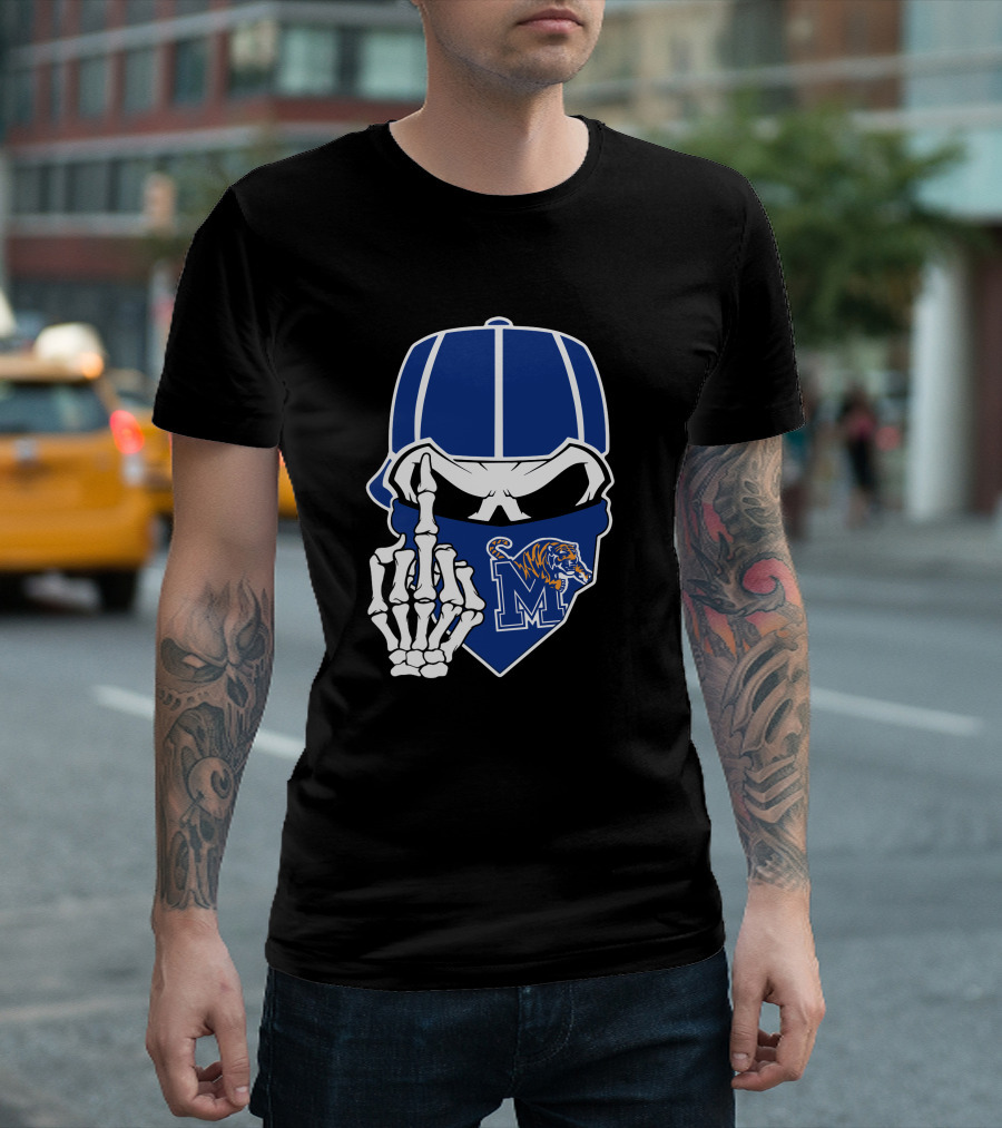 Memphis Tigers Skull Middle Finger Logo Football Team T-Shirt