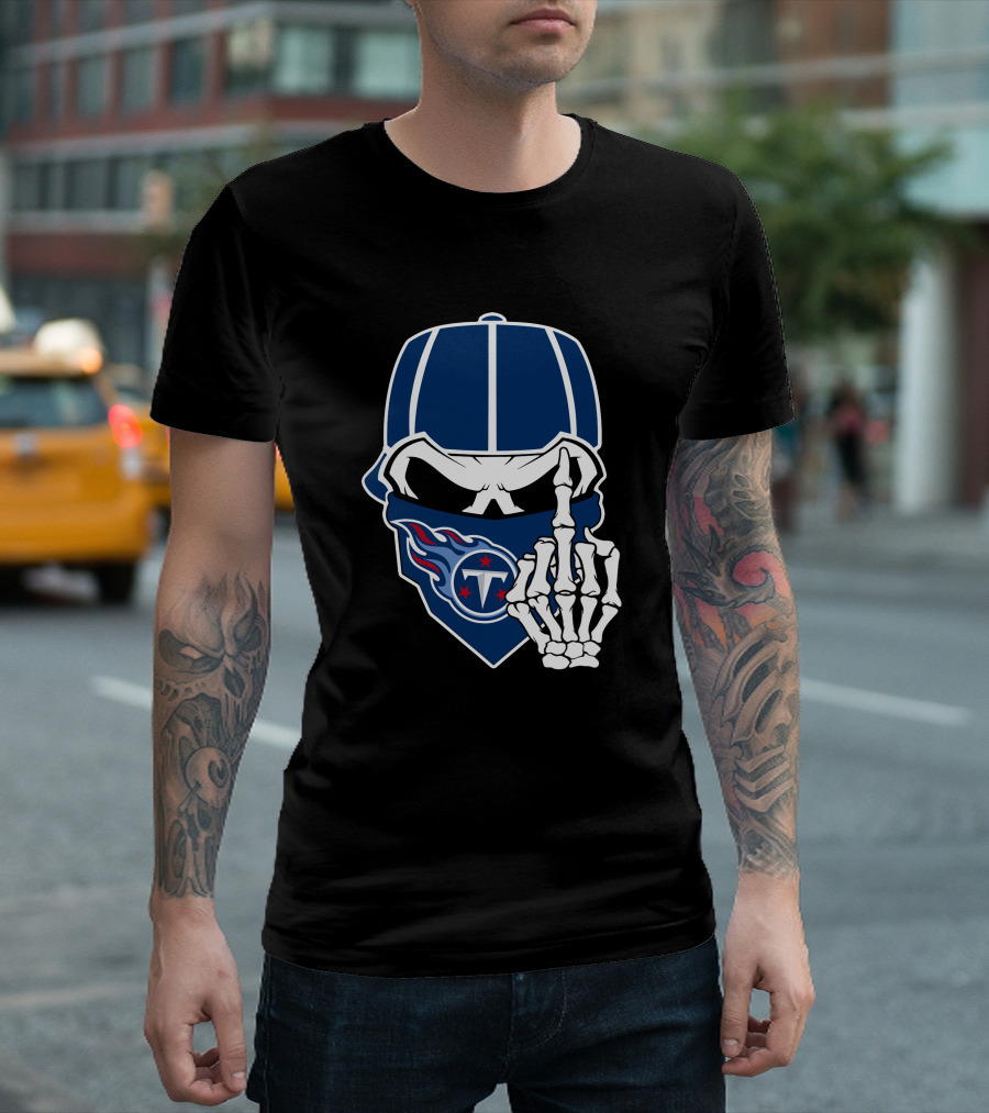 Tennessee Titans Skull Skeleton Hand Gesture T-Shirt