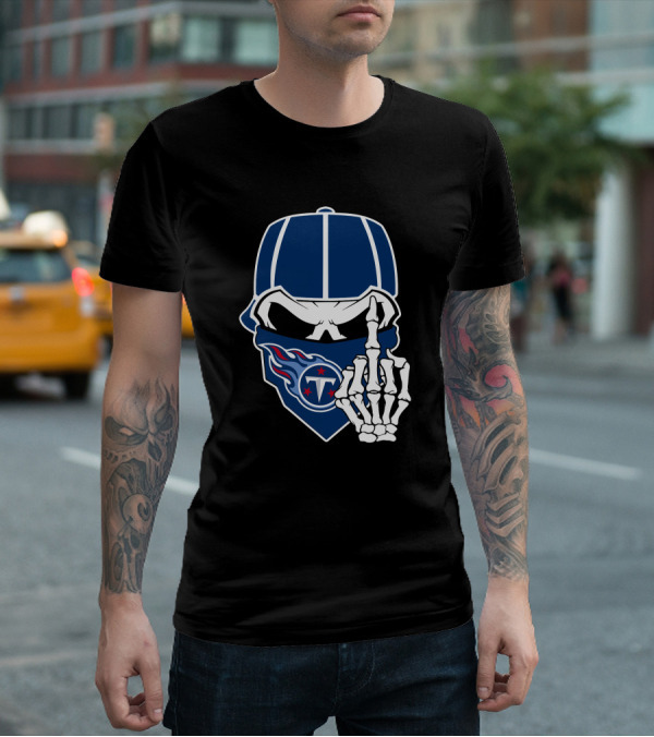 Tennessee Titans Skull Skeleton Hand Gesture T-Shirt