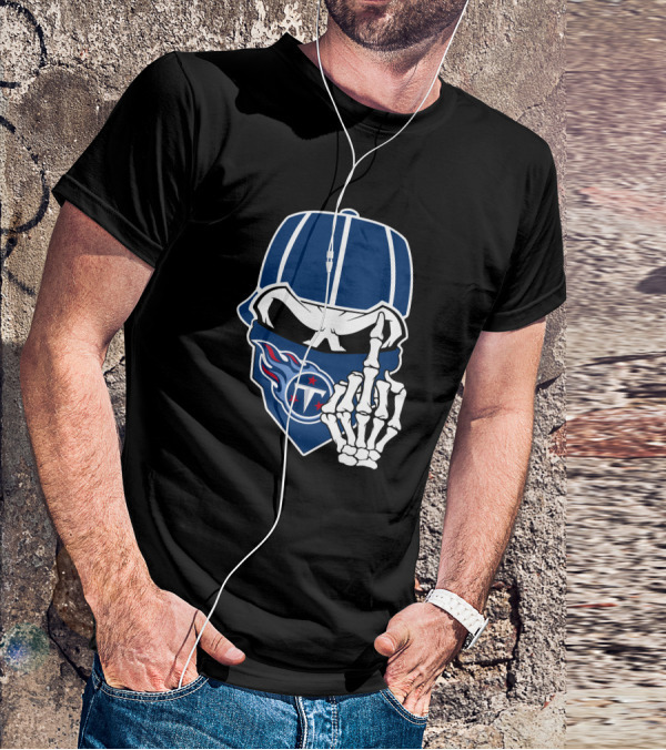 Tennessee Titans Skull Skeleton Hand Gesture T-Shirt