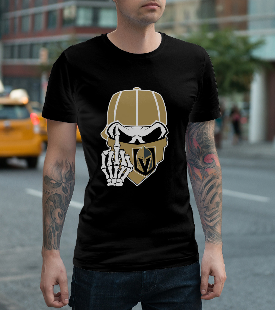 Vegas Golden Knights Skull Skeleton Middle Finger T-Shirt