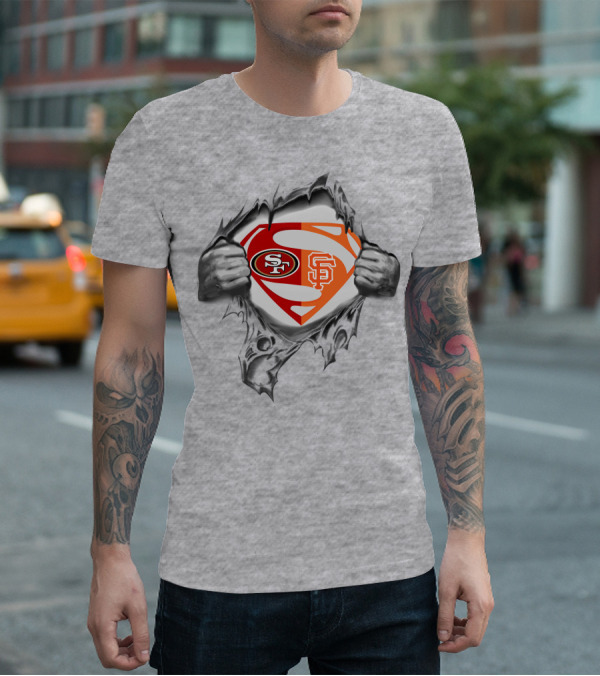 49ers Sf Giants Superman Logo Fusion T-Shirt