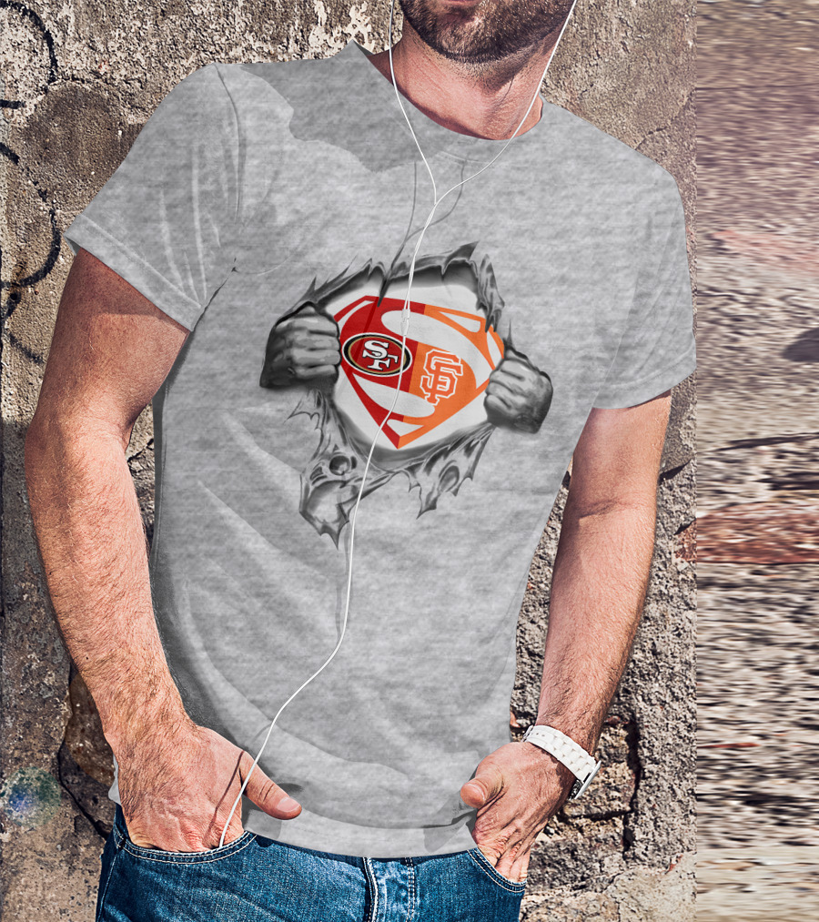 49ers Sf Giants Superman Logo Fusion T-Shirt