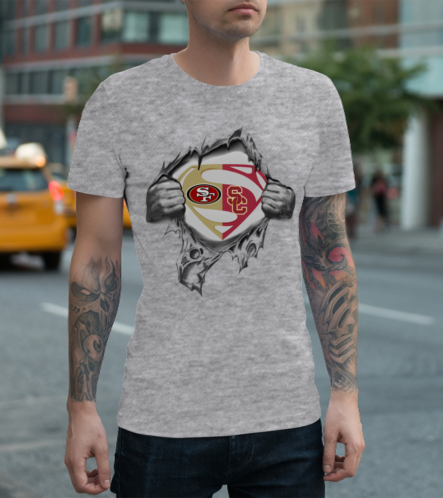 49ers Usc Trojans Superman Logo Combination T-Shirt