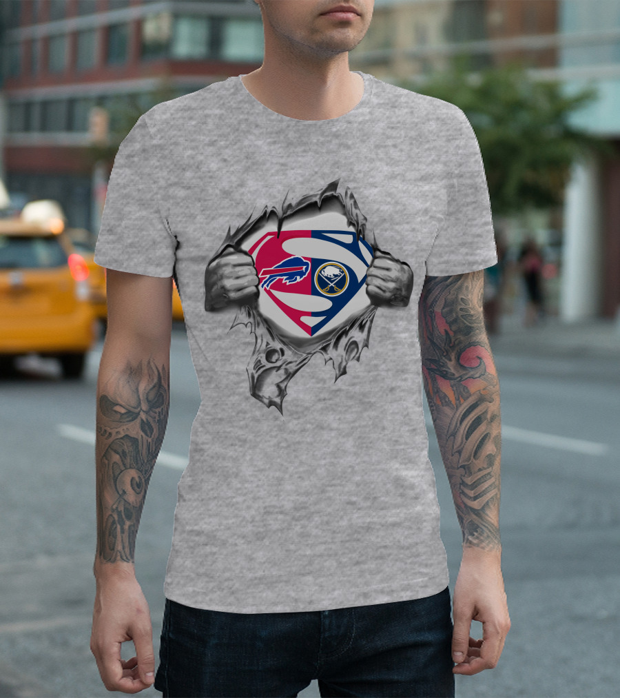 Buffalo Bills Buffalo Sabres Superman Logo Mashup T-Shirt