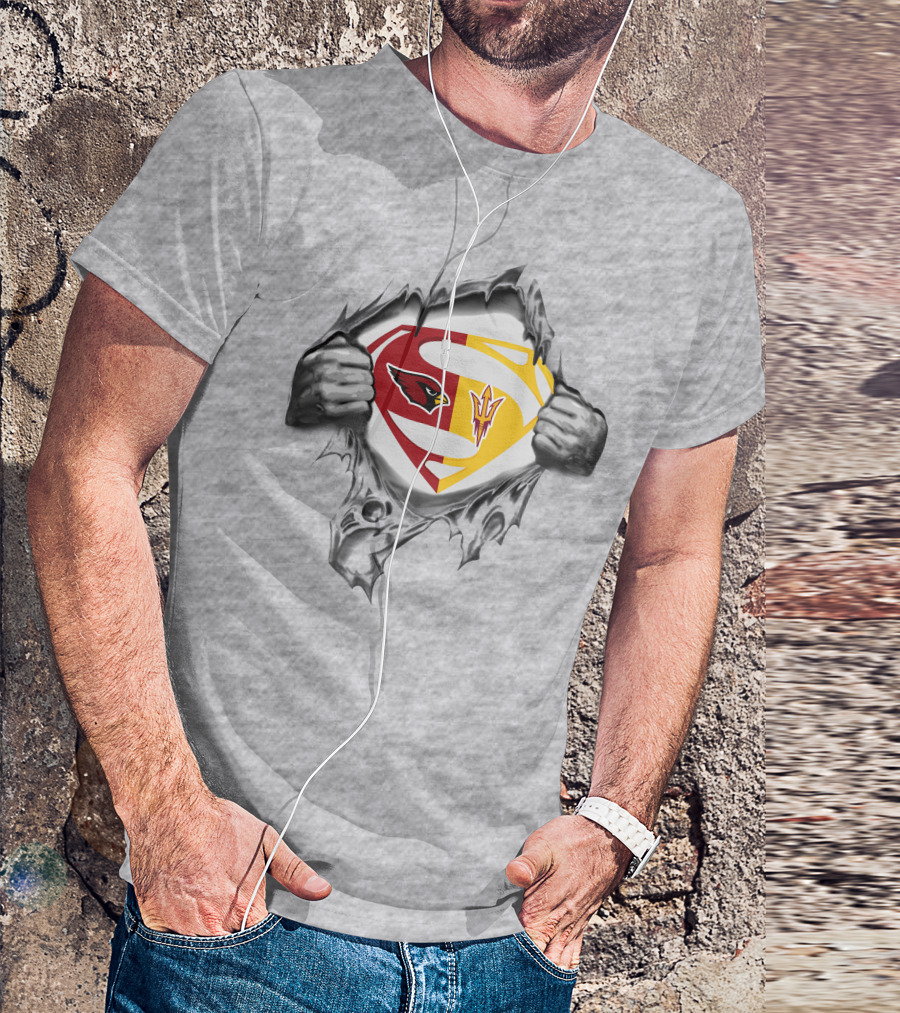 Arizona Cardinals Arizona State Sun Devils Superman Logo Fusion T-Shirt