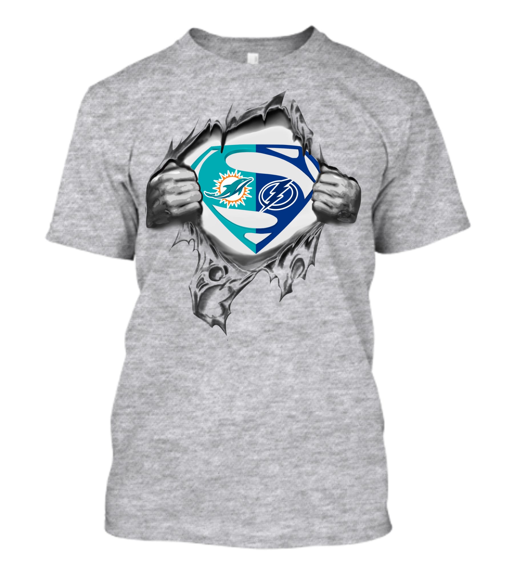Dolphins Tampa Bay Lightning Superman Logo Mashup T-Shirt