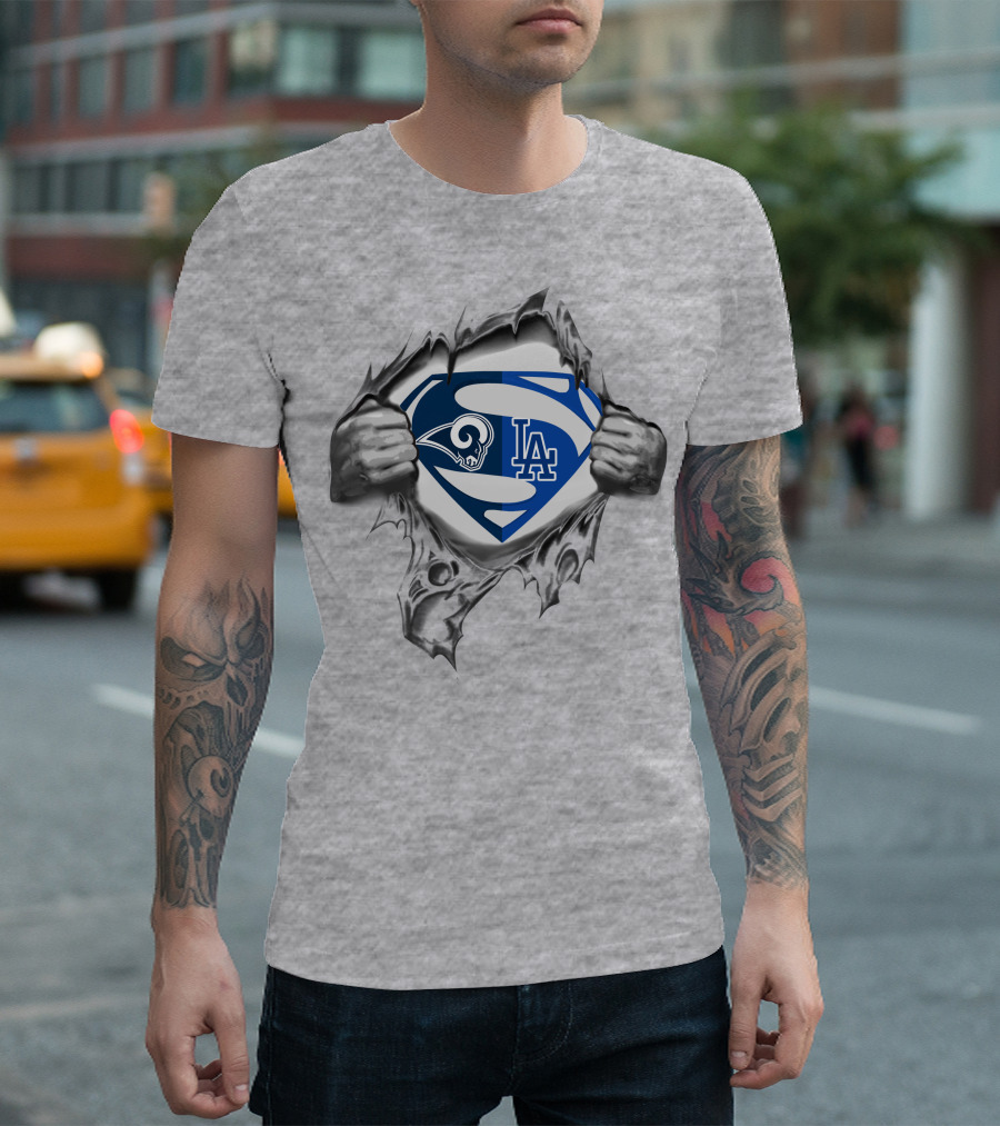 Rams Los Angeles Dodgers Superman Logo Mashup T-Shirt