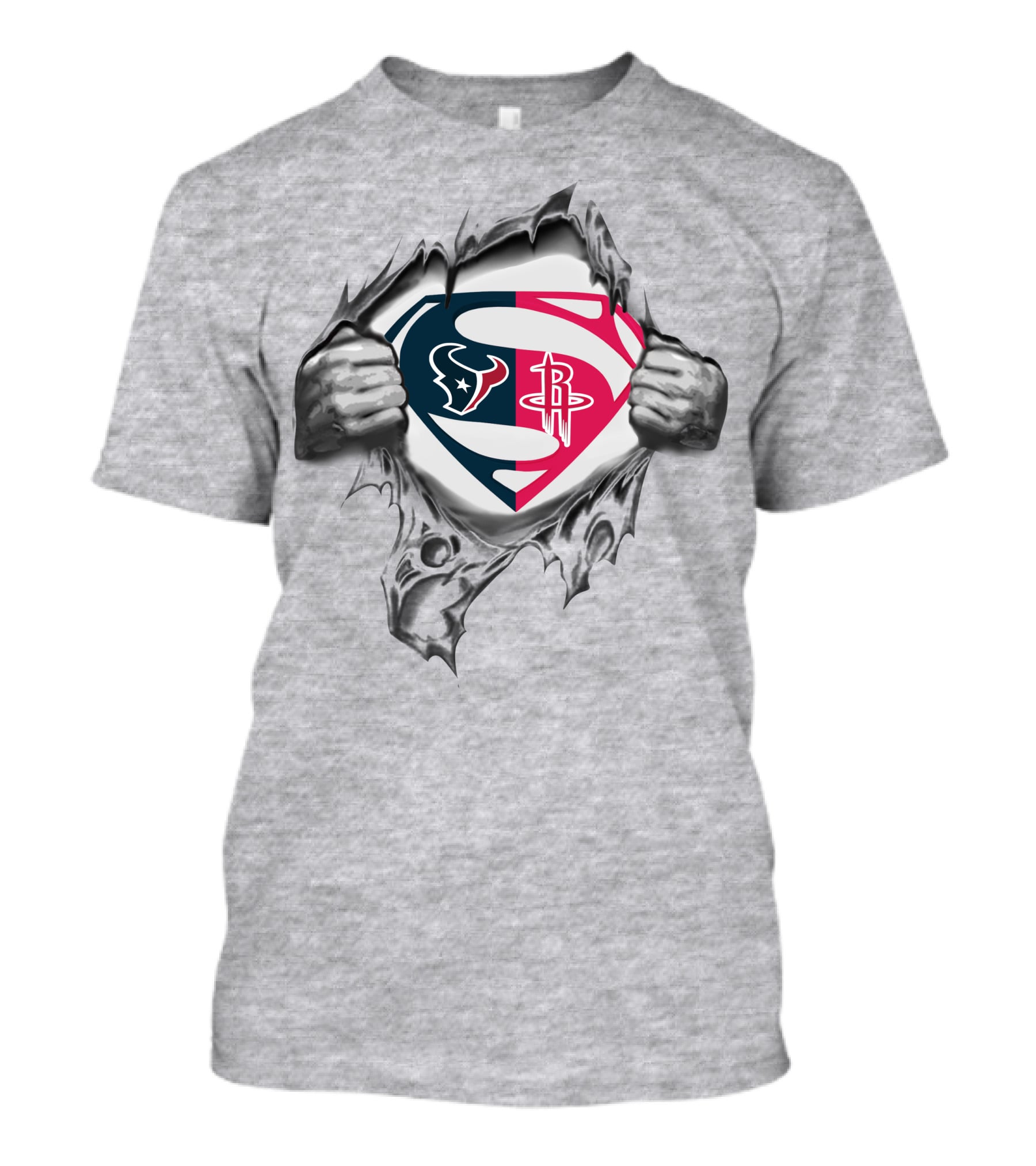 Houston Texans Rockets Superman Logo Combination T-Shirt